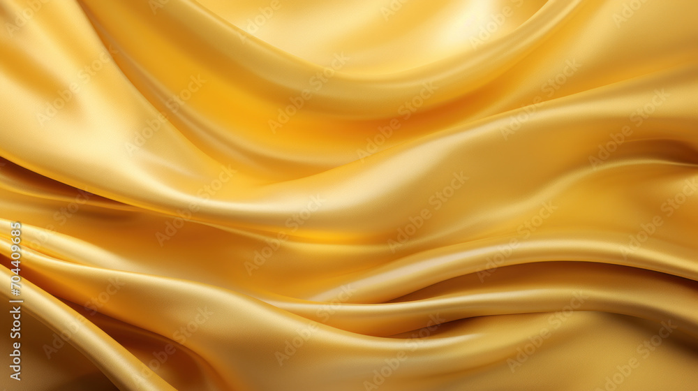 Obraz premium A luxurious display of golden silk fabric with elegant waves, capturing the essence of opulence and high fashion.