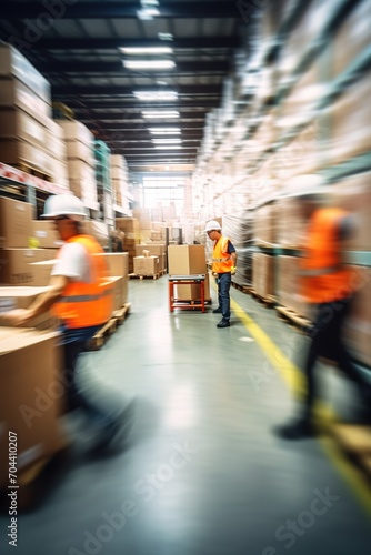 Warehouse workers in motion blur © duyina1990
