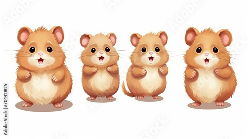 set collection cute hamster isolated on white background