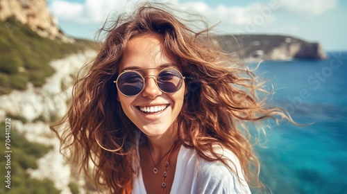 Smiling woman on vacation, beach, sea, ocean, summer © Svitlana
