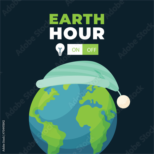 Earth hour illustration with planet and lightbulb