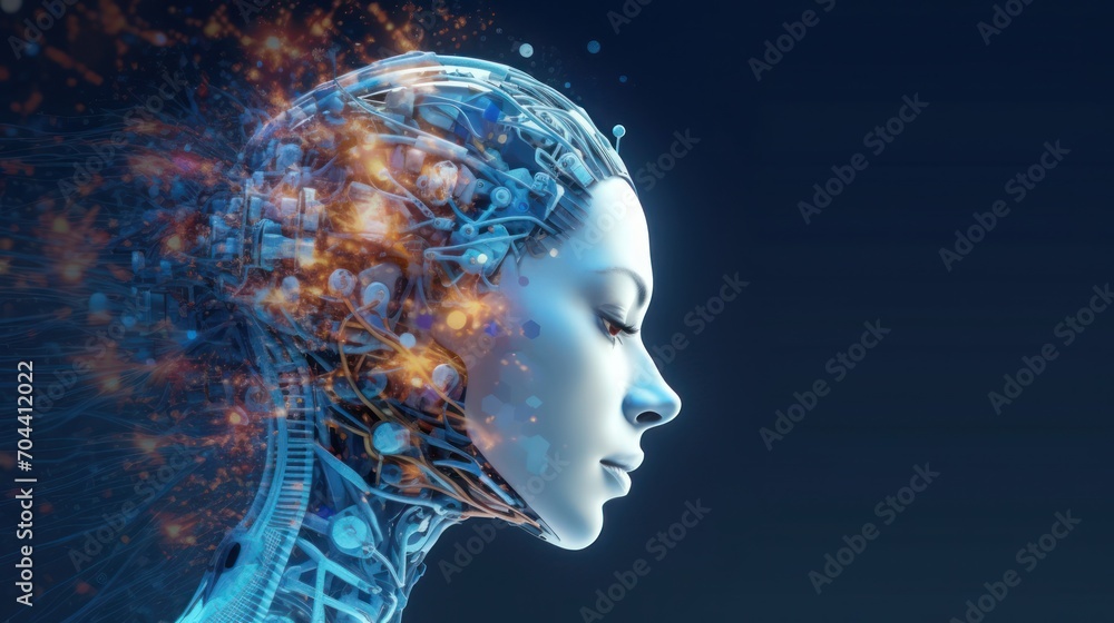 Robot woman with digital technology brain, future concept Robot woman with digital technology brain, future concept