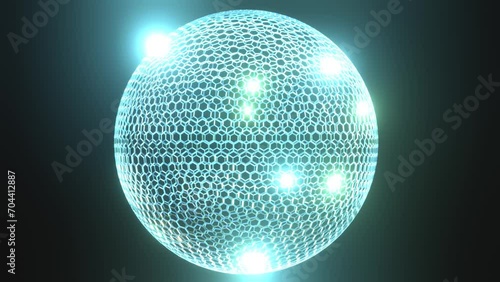 Hexagonal Sphere as mathematically impossible is seamless rotating animation. photo