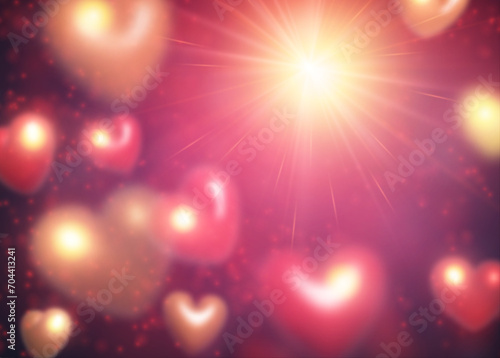 Pink magic background with defocused bubble heart shapes. Happy Valentine's day header or banner or letter template.