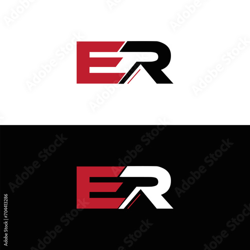 ER logo. E R design. White ER letter. ER, E R letter logo design. Initial letter ER letter logo set, linked circle uppercase monogram logo. E R letter logo vector design.