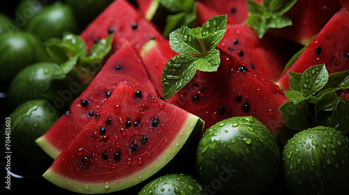 Slices of watermelon, closeup background image