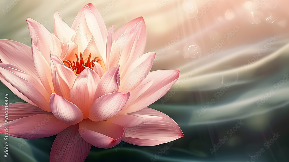 Beautiful pink water lily or lotus. Radiant flower with rays of light. Enlightenment and universe. Magic spa and relaxation atmosphere. Concept of religion, kundalini and meditation Beautiful pink water lily or lotus. Radiant flower with rays of light. Enlightenment and universe. Magic spa and relaxation atmosphere. Concept of religion, kundalini and meditation
