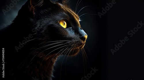 This 3D-rendered image showcases a sleek black cat  its fur glistening in the light. The cat s elegant posture and inquisitive gaze create a striking and captivating composition.
