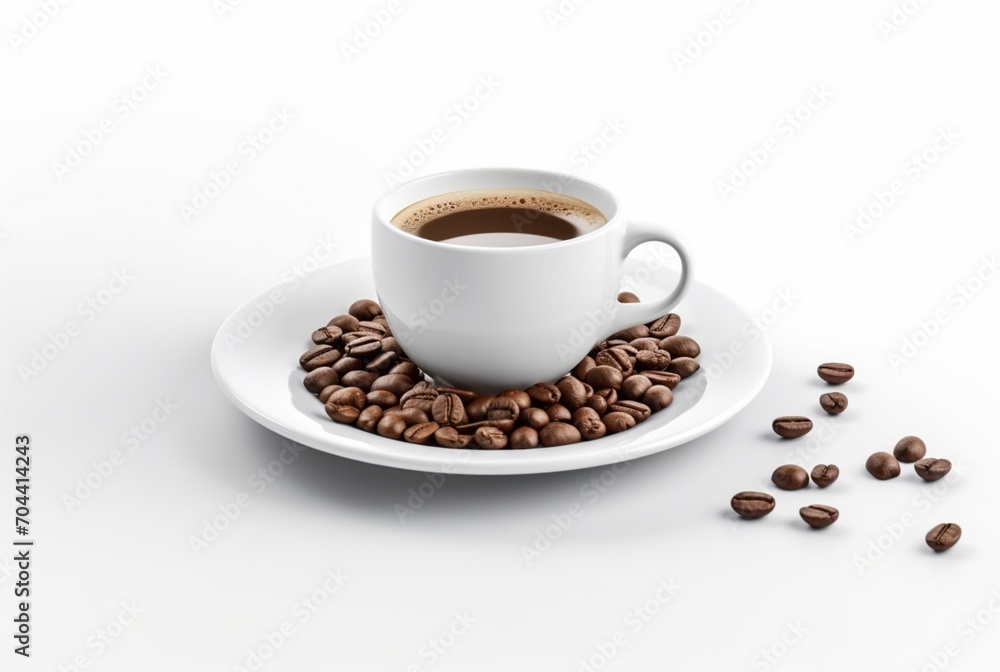 glass of coffee with real coffee beans isolated on white background. generative ai glass of coffee with real coffee beans isolated on white background. generative ai