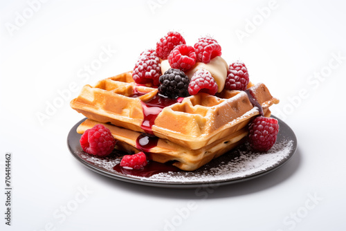 delicious waffles over isolated white background