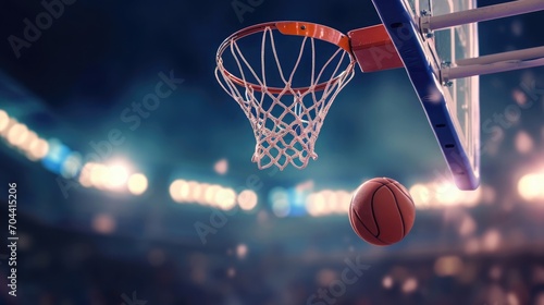 moment when the basketball flies through the air towards the hoop  © buraratn