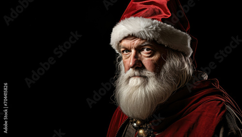 Beard senior holiday red portrait male santa costume men eve christmas claus person