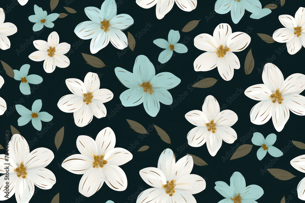 Seamless Floral Pattern on Vintage White Background: Beautiful Blossom Garden in a Timeless Style.