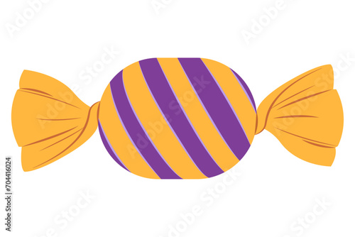 Cartoon wrapped candy. Caramel bonbon sweet lollipops chocolate and fruit sweets for kids, tasty sugar confectioner dessert food birthday, vector illustration of wrapped caramel candy. 