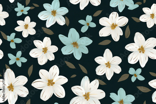 Seamless Floral Pattern on Vintage White Background: Beautiful Blossom Garden in a Timeless Style. © VICHIZH