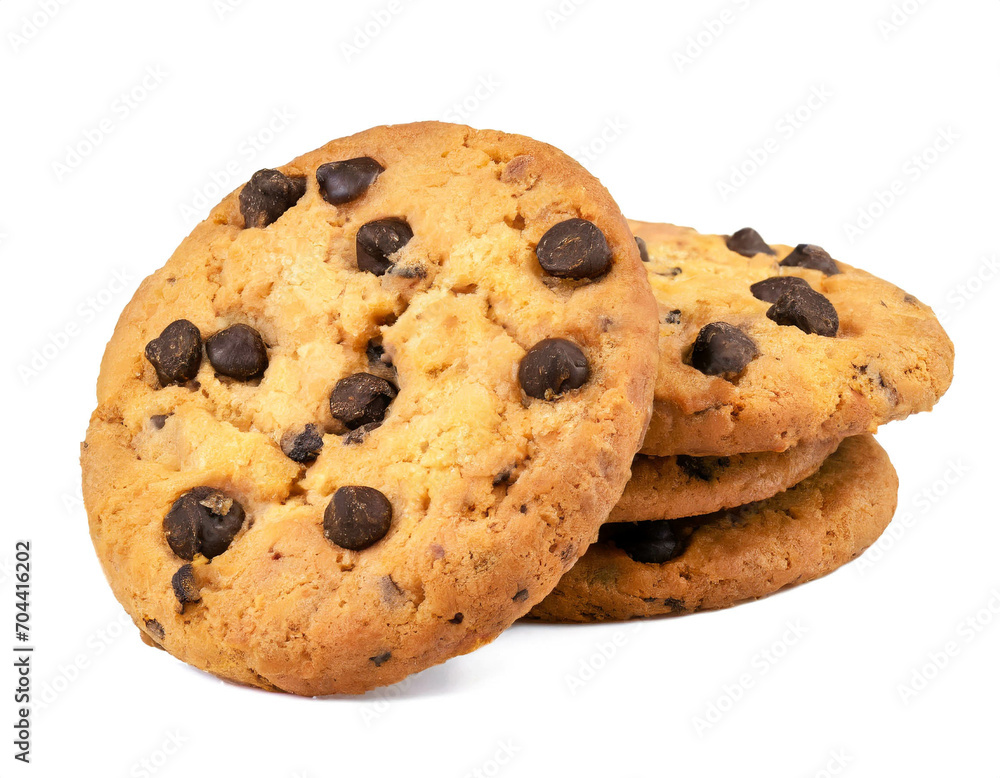 cookies mit Schokostücken isoliert auf weißem Hintergrund, Freisteller cookies mit Schokostücken isoliert auf weißem Hintergrund, Freisteller
