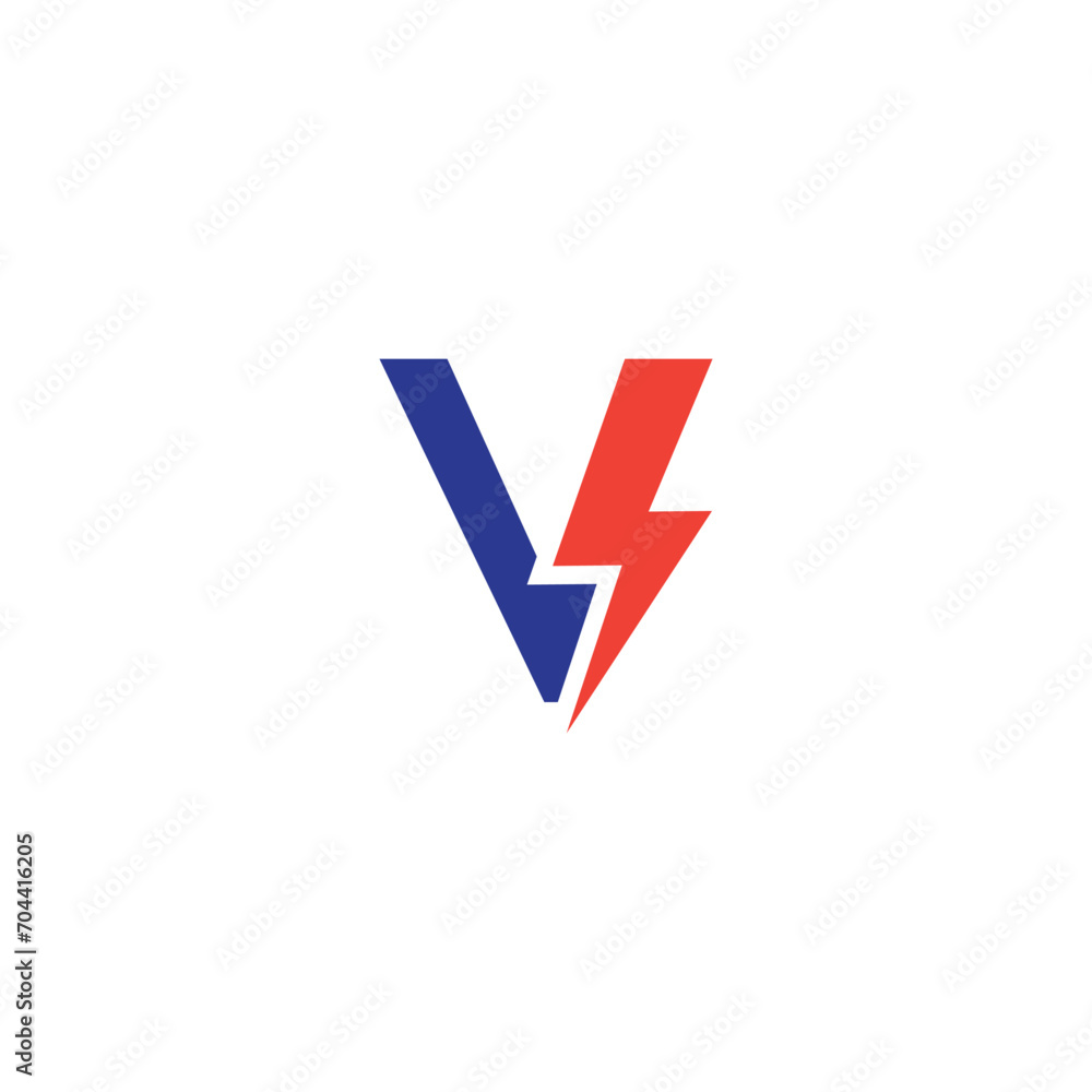 Minimalist Electric Logo, letter V and lightning bolt combination, vector illustration Minimalist Electric Logo, letter V and lightning bolt combination, vector illustration