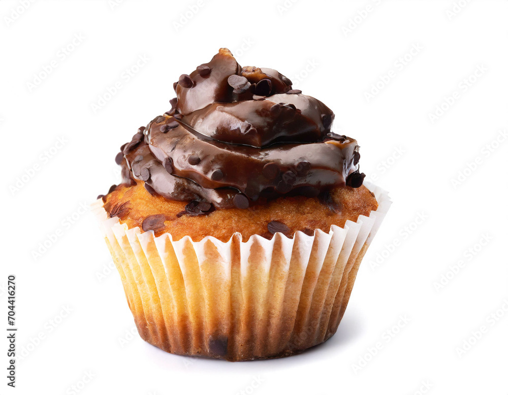 Cupcake mit schoko topping isoliert auf weißen Hintergrund, Freisteller Cupcake mit schoko topping isoliert auf weißen Hintergrund, Freisteller