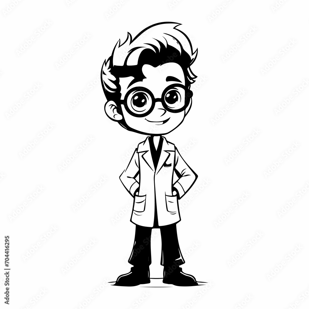 cute doctor coloring page illustration 