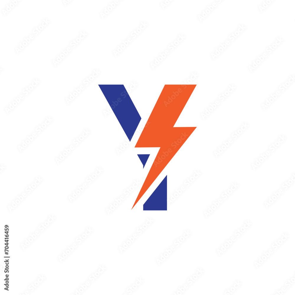 Minimalist Electric Logo, letter Y and lightning bolt combination, vector illustration Minimalist Electric Logo, letter Y and lightning bolt combination, vector illustration