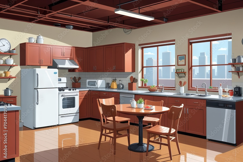 Vector cartoon kitchen background, AI generated Vector cartoon kitchen background, AI generated