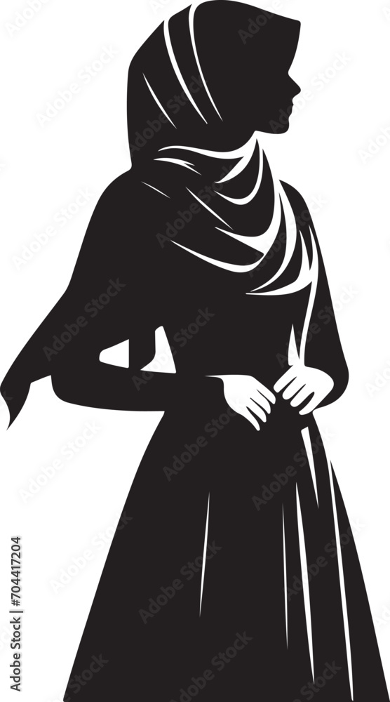 hijab style standing pose female vector