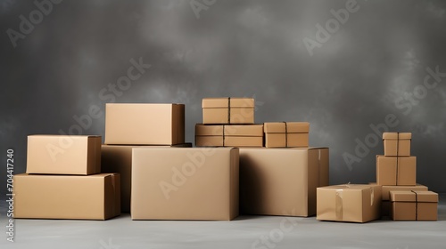 stock of shipping boxes on gray background © Riffat