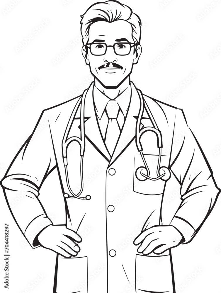 hand drawn medical man sketch outline illustration 