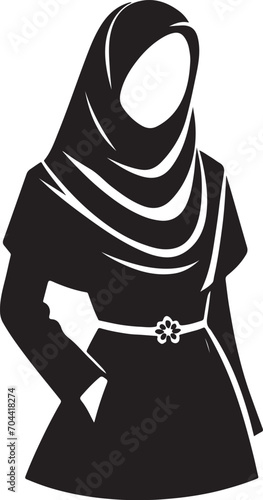 hijab style standing pose female vector