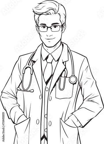 hand drawn medical man sketch outline illustration 