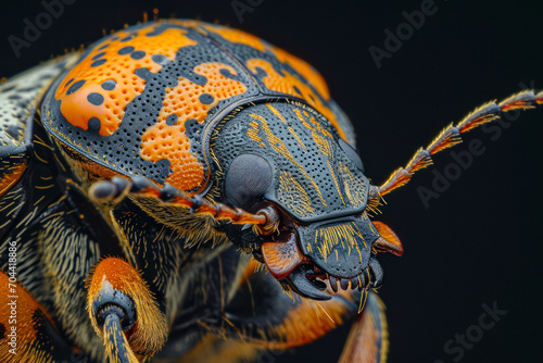 Beetle macro exploration, a close-up shot featuring the intricate details of a beetle's exoskeleton. © Hunman
