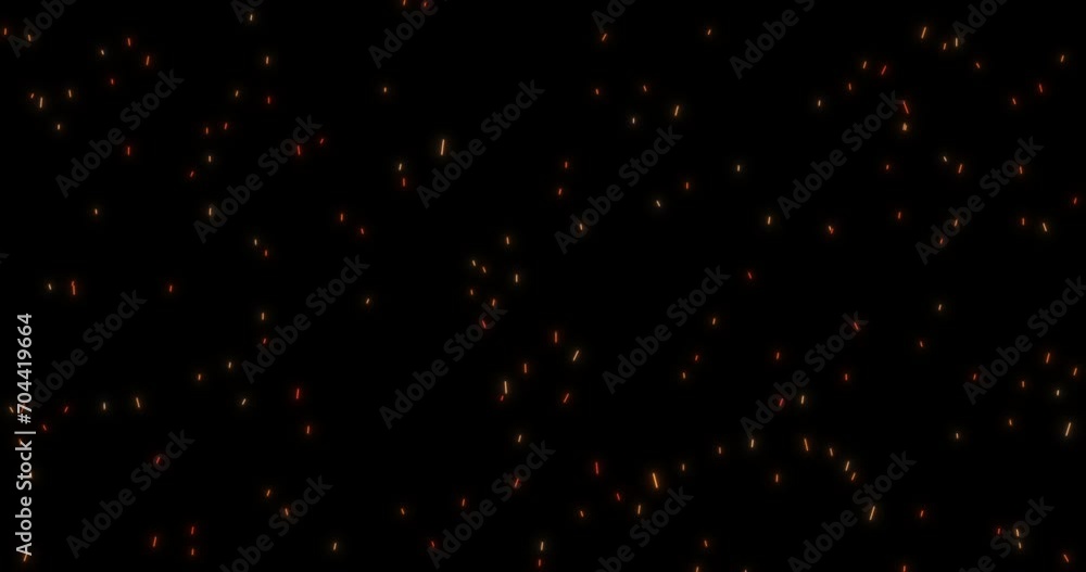 Orange sparks of abstract campfire on black background flying up. Seamless looping animation. Orange sparks of abstract campfire on black background flying up. Seamless looping animation.
