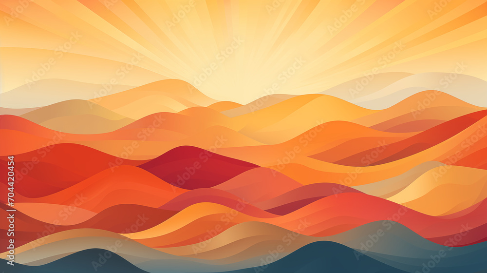 Abstract Mountain Ridge Sunset Patterns