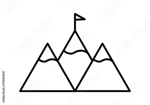 Icono negro de montañas con meta en la cumbre.
