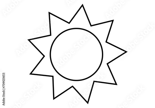 Icono negro de sol en fondo blanco.