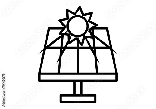 Icono negro de panel solar en fondo blanco.