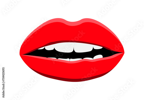 Boca de labios rojos y sensuales de mujer.