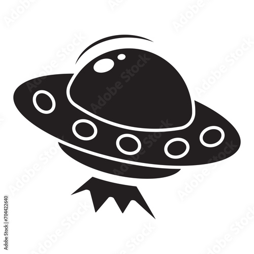 Space transport UFO black stencil icon. World UFO Day, vector illustration.