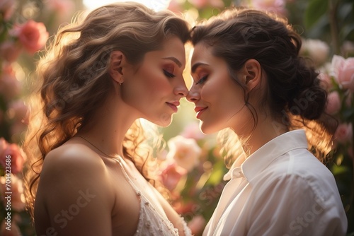 Unveiling Love: Forehead-to-Forehead Connection of a Beautiful Same-Sex Couple