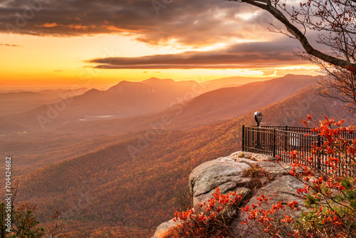 Table Rock State Park, South Carolina, USA Landscape at Dusk in Autumn photo