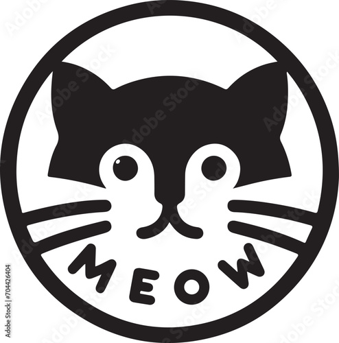 minimal cat face logo vector art illustration, cat icon vector illustration