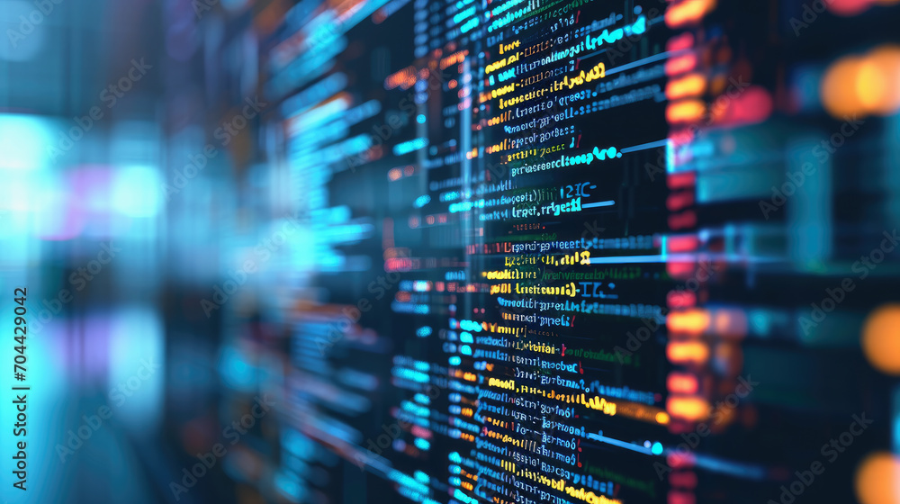 © Davin - Digital cyberspace with particles and Digital data network connections. Technology Abstract Background, Data Analysis and Access to Digital Data, Cyberspace with Particles concept.