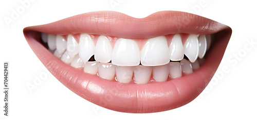 Smiling female mouth with shiny healthy white teeth, cut out