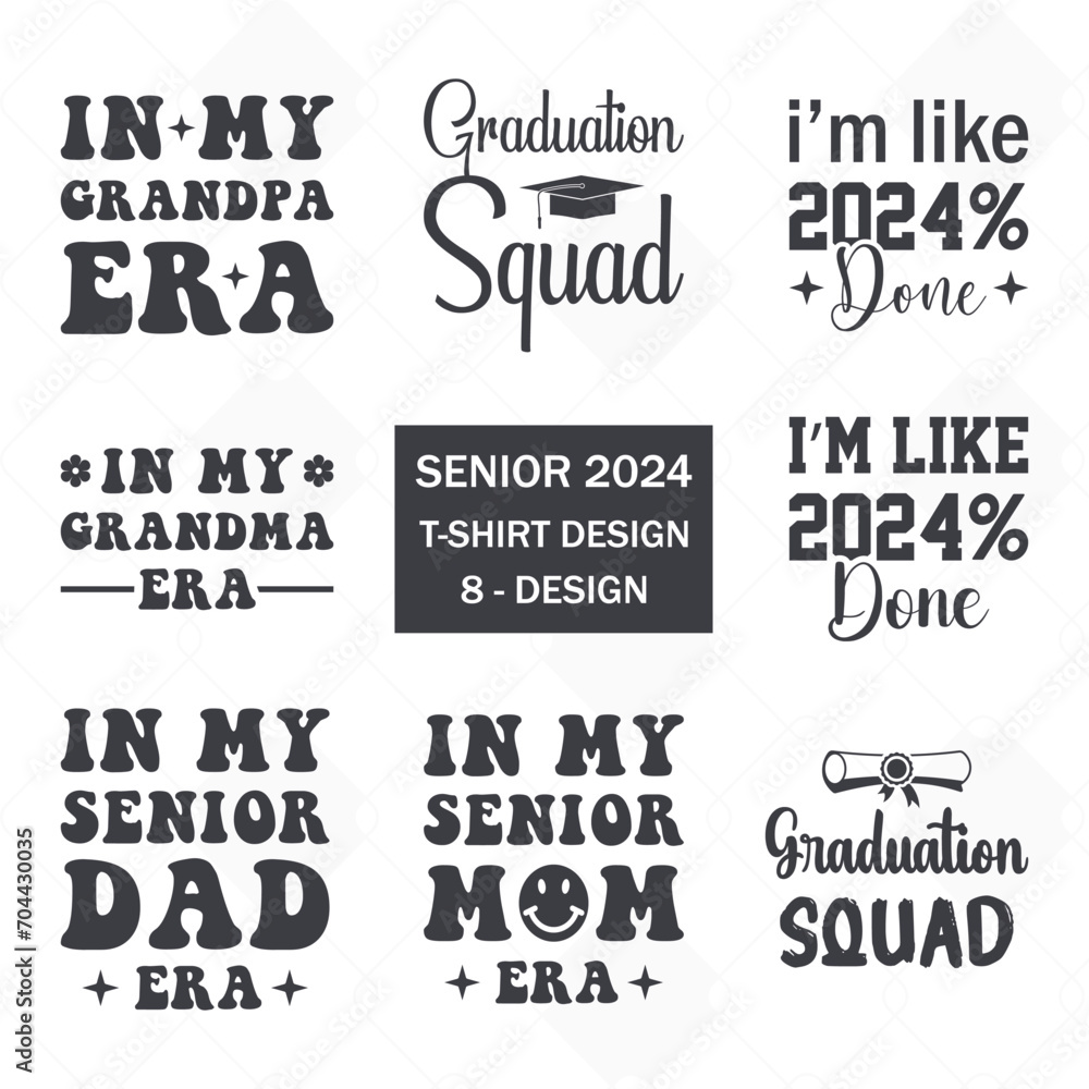 Fototapeta premium Senior Class Of 2024 Vector, T-shirt Design.