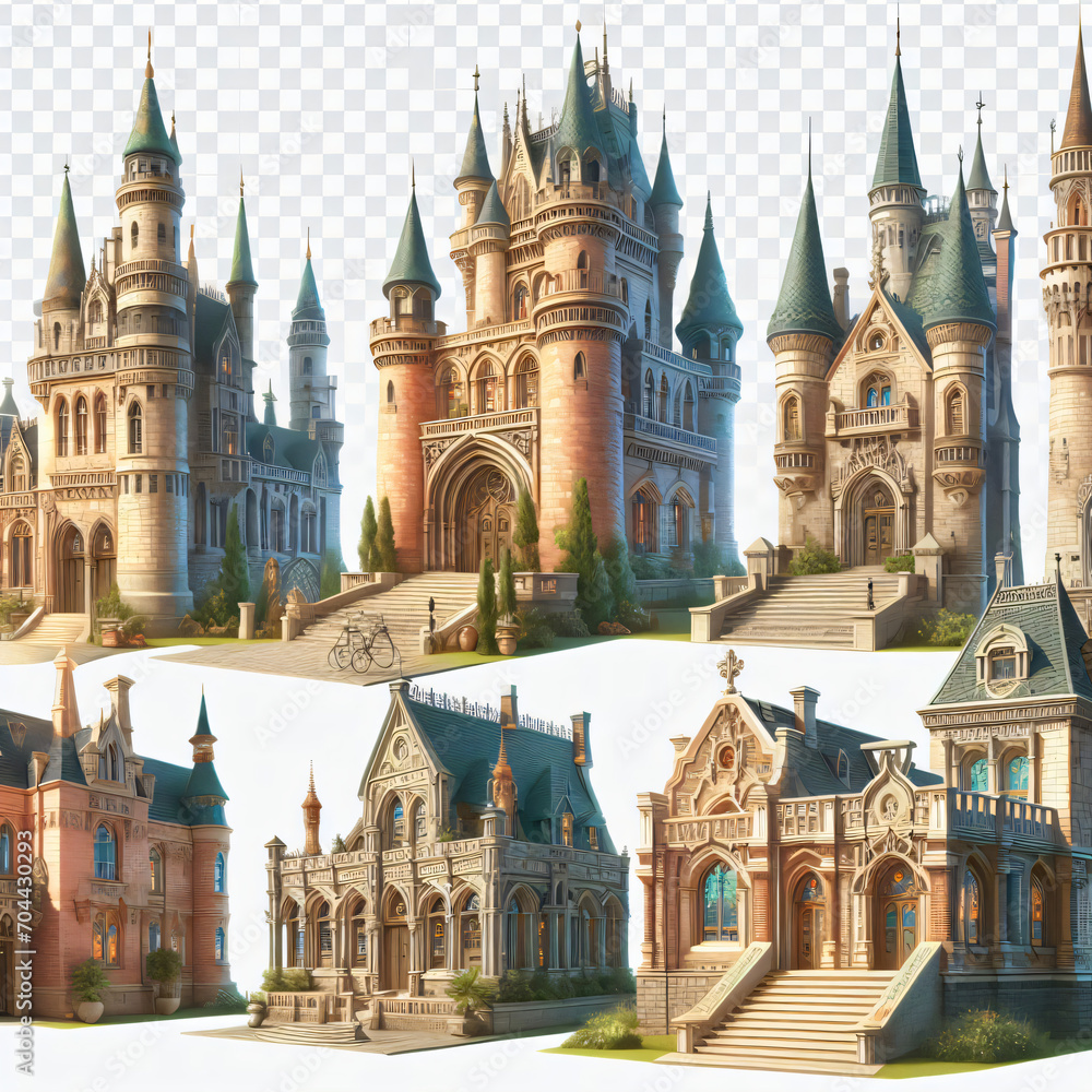 saint cathedral,A luxurious castle with towers and spires, surrounded by green meadows and sunlight, creating an atmosphere of fairy tale and mystery.Generative AI