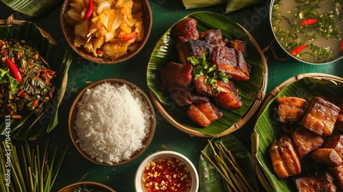 Traditional Vietnamese Pork and Plantain Leaf Sticky Rice