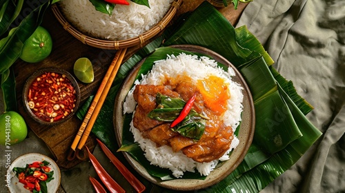 Traditional Vietnamese Pork and Plantain Leaf Sticky Rice