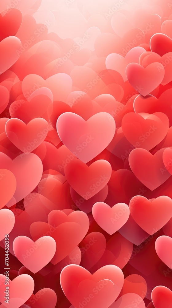 Abstract bokeh valentine card with a lot of hearts background