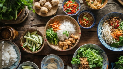 Bun Cha Ha Noi, traditional Vietnamese food photo