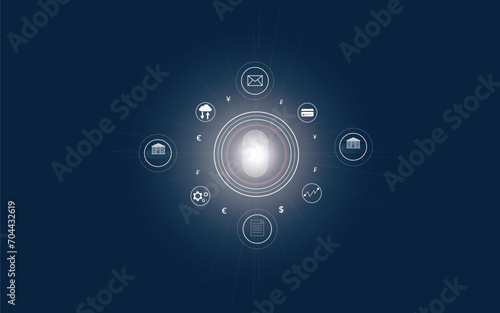 dark blue background vector Surrounded by various currencies, exchanged through concept banks. Transform your business with the expertise of a leading marketing agency.